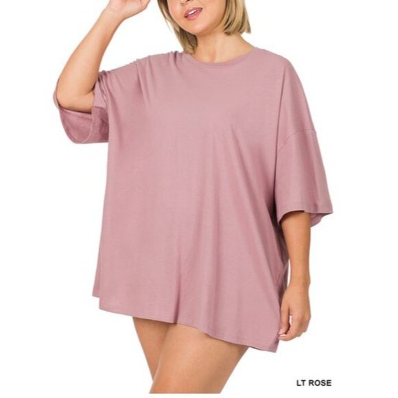 Zenana Outfitters Tops Nwot Zenana Lt Rose Cotton Drop Shoulder